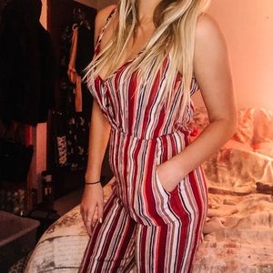Stripped jump suit